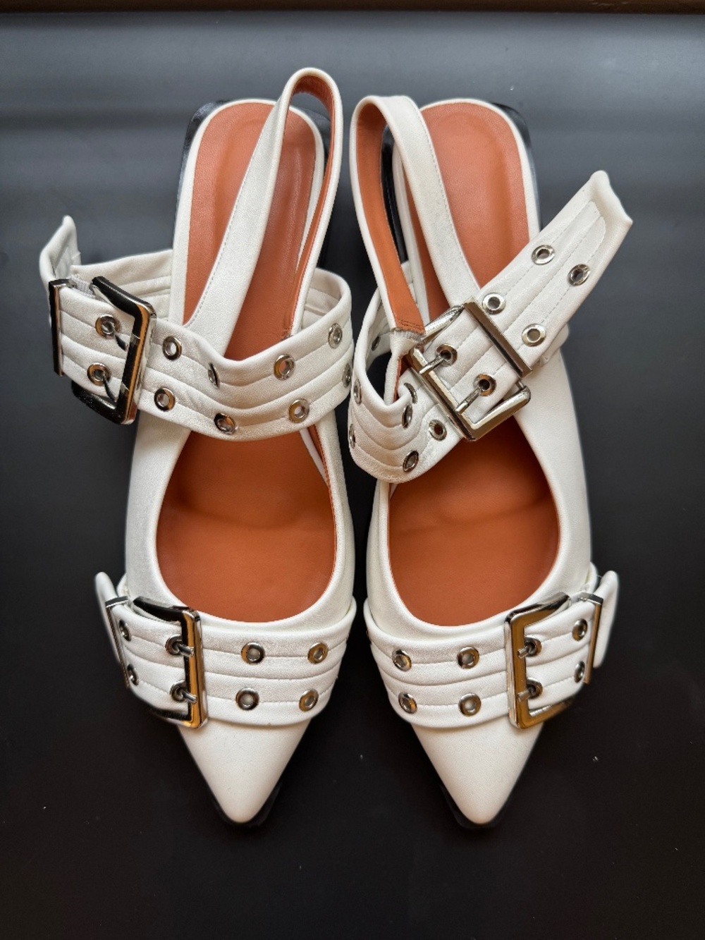 Amazon White Buckle Shoes, Size 11